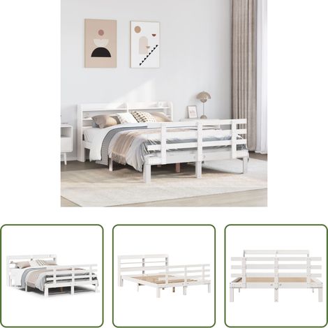 vidaXL Tête de lit - Cadre de lit et tête de lit sans matelas blanc 135x190 cm (1/5)