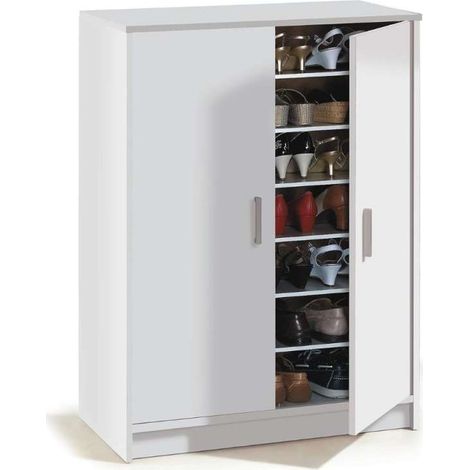 Armario multiusos 2 puertas Lassie en blanco, 75cm(ancho) 101cm(altura) 36cm(fondo) (1/4)
