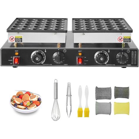 Mini-Pfannkuchenpfanne im holländischen Stil, 50 Stück, antihaftbeschichteter Edelstahl, 1800 W, gewerblicher Elektrogrill für Dorayaki, duale Temperatur- und Zeitsteuerung, ideal zum Kochen, für Rest (1/5)