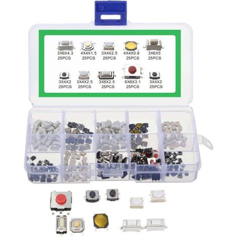 Lot de 250 boutons poussoirs tactiles avec boîte en plastique (1/5)