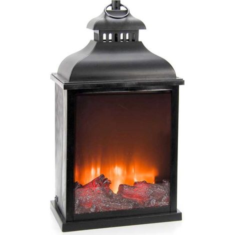 LANTERNA LED DECORATIVA CAMINETTO ELETTRICO FINTO 25X15X44 CM (1/2)