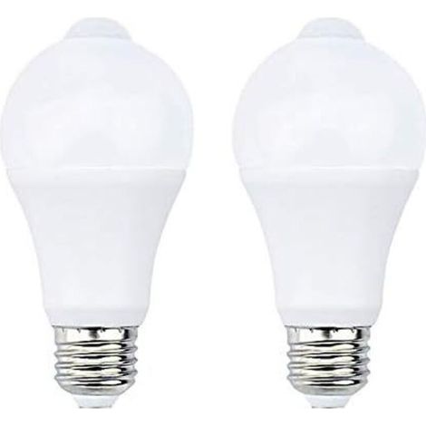 12W E27 PIR Infrarouge Ampoule LED avec Détecteur de Mouvement ON/OFF Automatiquement A60 220V 1200lm équivalent 120W Halogène pour Escalier Couloir Garage(Lot de 2,Blanc Chaud 2700k)