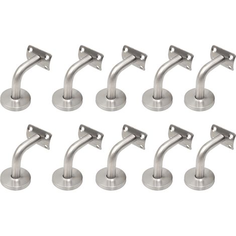 Support Main Courante - Inox 304 - Pour Rampe Escalier Bois - Fixation Murale - Lot de 10 Pièces