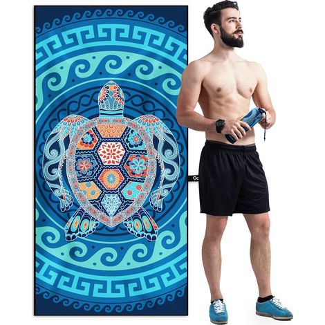 Serviette de Plage en Microfibre Ultralégère, Séchage Rapide, Couverture de Plage Absorbante, pour le Fitness, Voyages, Plage, Natation, 150x75 cm (1/5)