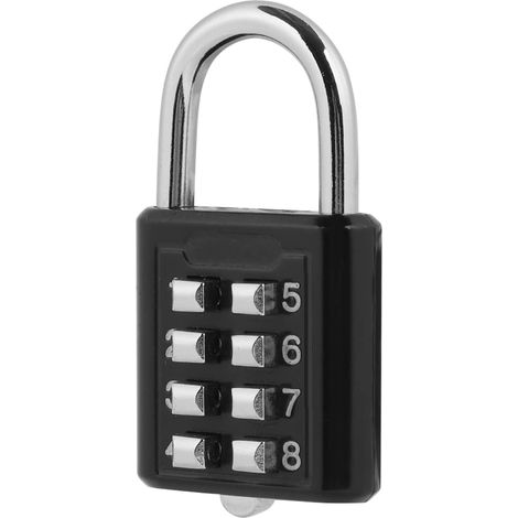Candado de combinación de 8 dígitos, candado de seguridad portátil para viajes, maletas, mochilas, etc., con grillete de acero, fuerte función antirrobo y (1/5)