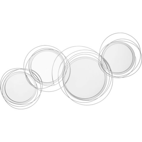 Ensemble de miroirs pour décoration murale, ornement mural avec 4 miroirs ronds, miroir mural, miroir d'entrée, dimensions 107 x 4 x 56 cm
