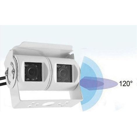 Caméra de recul double objectif pour camping-car, blanche, angle réglable, IP68, CCD (1/5)