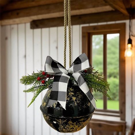 Clochette De Noël - Métal Vieilli - Diamètre 14 Cm - Cordon De Suspension 37 Cm - Pour Porte Arbre De Noël Cheminée - Lot De 1 (1/4)