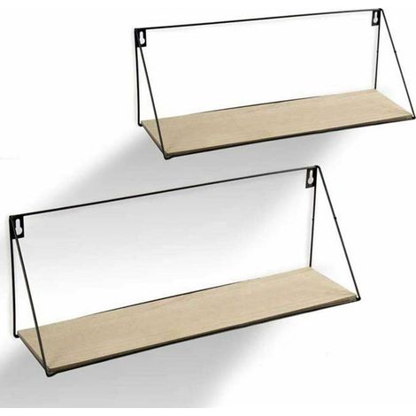 TrAdE Shop Traesio - Set 2 Mensole Parete Rettangolare Mensola Scaffale Metallo E Legno 2 Misure - (1/2)