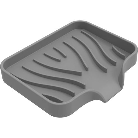 Lot de 2 porte-savons en silicone avec évacuation, porte-savon pour douche et baignoire, à utiliser sur le plan de travail de la cuisine. (1/4)