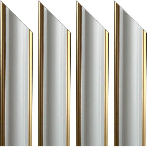 4 barre intere PRETAGLIATE AD ANGOLO per Bugna Boiserie in polimeri linea GOLD (doppio filo oro) ral 9010 varie dimensioni-4 barre da 25cm (1/2)