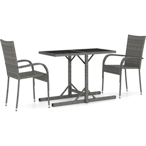 Maison Exclusive - Ensemble à manger de jardin 3 pcs Gris (1/5)