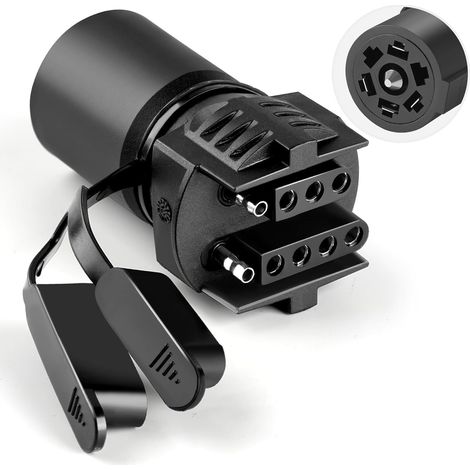 Adaptateur de luminaire de remorque 2-en-1 américain pour VR : Adaptateur de fiche de remorque 7 voies vers 4 voies/5 voies, norme américaine pour voitures, VR, camions et bateaux (1/5)