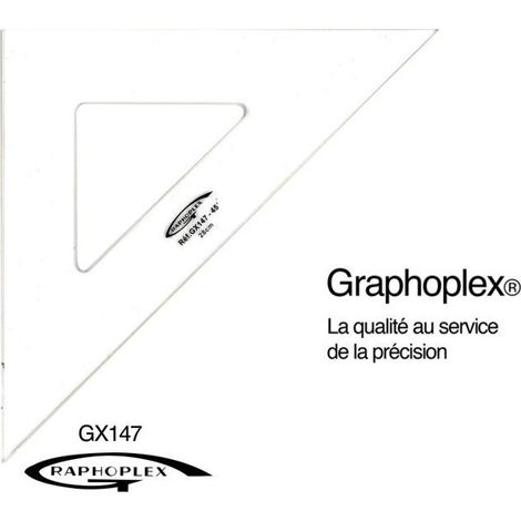 Graphoplex - Equerre 45° 3 bords droits 28 cm