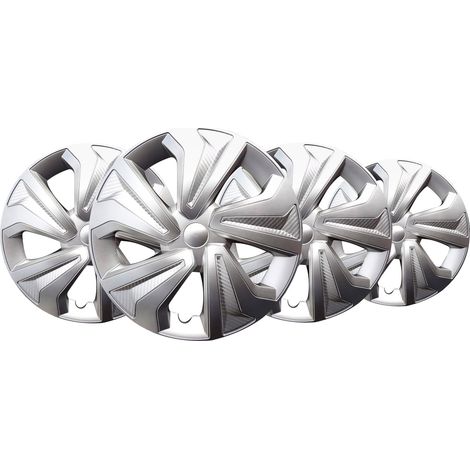 Tapacubos 15" Road Silver, Juego de 4 unidades, universales, ABS de alta resistencia, Fijación a presión, Diseño moderno y ventilación optimizada (1/5)