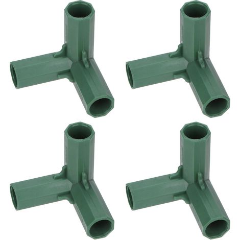4 connettori per struttura di serra da 16 mm, raccordo a 3 vie ad angolo retto per tubi per tralicci da vite/tettoie/paletti per piante da giardino, accessori per serra [Verde] (1/4)
