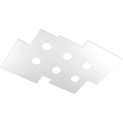 Plafoniera Moderna Rettangolare Plate Metallo Bianco 6 Luci Gx53 (1/5)