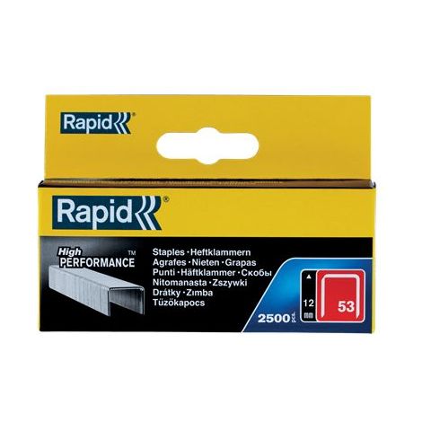 RAPID - Agrafes en fil fin, n°53/12mm - Boîte carton 2500 - Fixation textile, étiquette, décoration, bois tendre - (11859625)