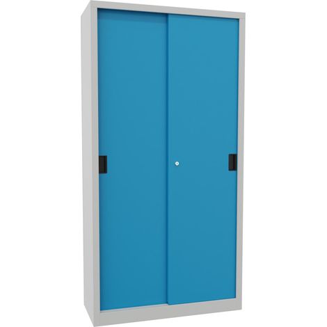 Pavoy Schiebetürenschrank, 1950x1000x400 mm, 4 Böden verzinkt, RAL 7035/5012 (1/3)