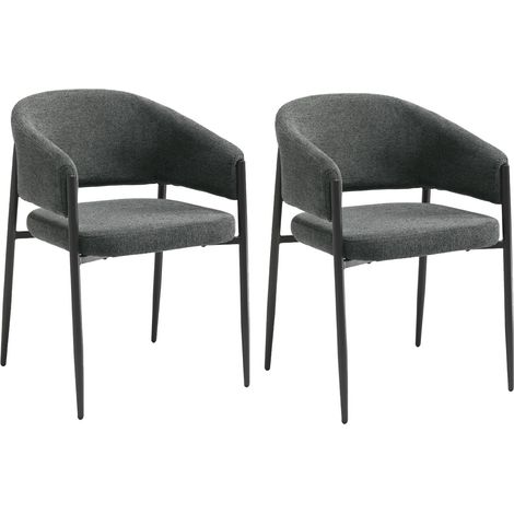 Set 2 Sedie Maya 59,5x54x78,5 cm in Tessuto Easy-Clean Grigio Scuro (1/5)