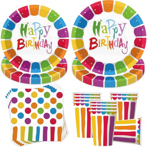 Kit Vaisselle Anniversaire,Party Set, assiettes, serviettes et gobelets, décoration de table, décoration d'anniversaire,Assiette Carton Papier Tasses Serviettesr Nappe pour Fête de Noël (1/5)