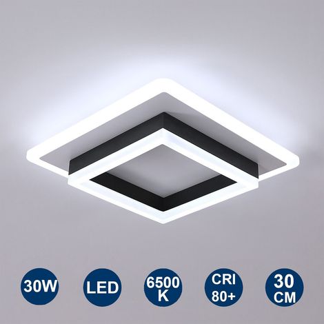 FLITI 30W Square LED Ceiling Light, 6500K Cool White, Modern Acrylic Finish for Living Room and Bedroom (1/5)