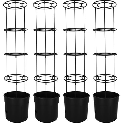 Vaso per la coltivazione di pomodori con scaletta per balcone, nero, 39 cm, set da 4