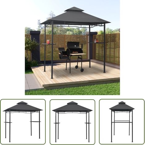 The Living Store Belvédère de barbecue 240x150x255 cm Anthracite Acier - Abri De Jardin - Auvent De Barbecue - Parasol De Jardin - Gazebo - Protection Solaire (1/5)