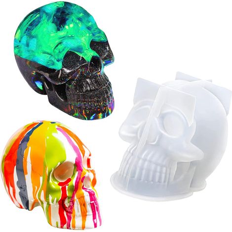 Moule à bougie tête de mort 3D, moule pour la fabrication de bougies d'Halloween, en silicone (1/5)
