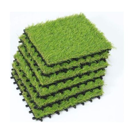 Une Dalle de Gazon 6 pièces Dalles de Gazon synthétique Gazon Artificiel Moquette pour l'extérieur pour l'extérieur Hauteur de Pile de 30mm, 12×12 inch (6 Packs) (1/5)