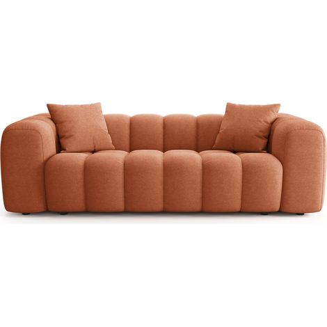 Canapé droit 3 places en tissu chenille terracotta - Nuvola