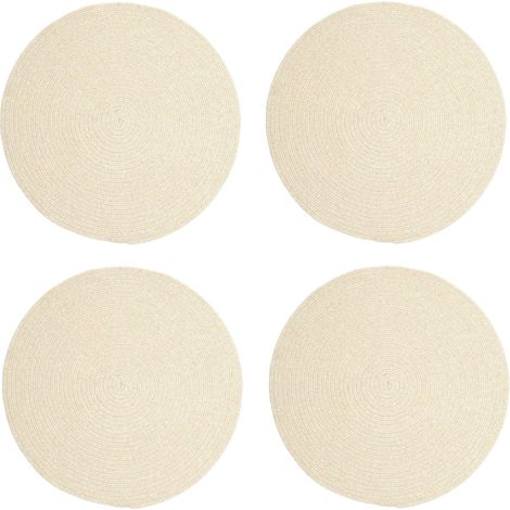 4 sets de table ronds tissés, lavables, antidérapants et isolants (beige, 38 cm) (1/5)