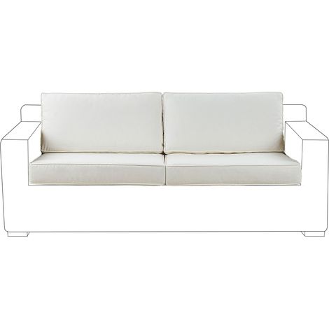 Conjunto de fundas de cojín de exterior para asiento y respaldo de sofá de tejido de poliéster blanco Ardea (1/5)