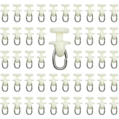 100 pezzi di rulli per binario per tende - (bianchi) Binario per tende da interni, gancio per tende, binario scorrevole, carrucola in plastica per tende