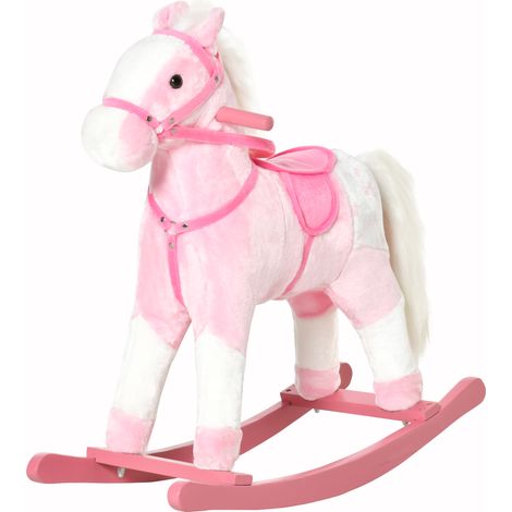 Cheval à bascule sonore rose 3-6 ans 74x28x65 cm