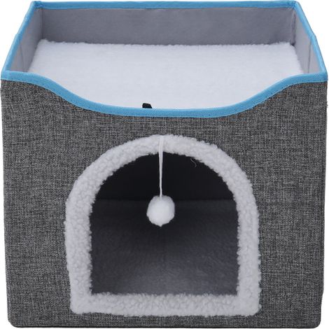Dark Grey Foldable Multifunctional Cat Bed with Scratching Pad (1/5)