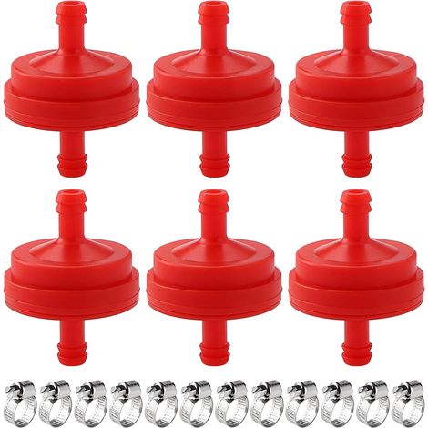 6 Pièces 1/4" I.D. Filtres À Carburant En Ligne, Filtre À Carburant 150 Microns Pour Tondeuse À Gazon, Avec 12 Pièces Pinces, Compatible Avec Bs 298090 298090S (1/5)