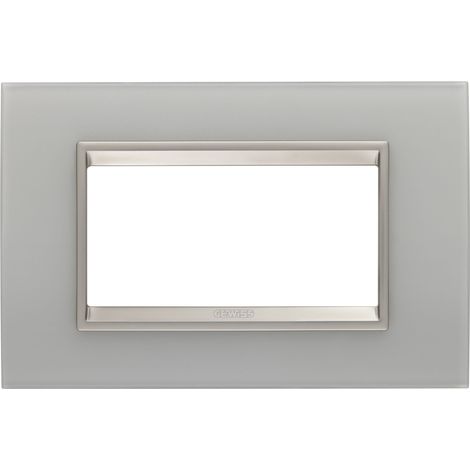 PLAQUE LUX RECT. 4P VERRE NATUREL GEWISS GW16204GT (1/2)