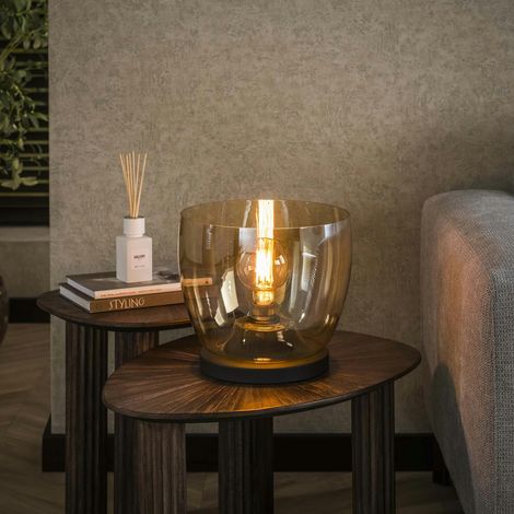 Lampe de salon moderne avec vasque en verre ambré 27 cm NIAGARA (1/5)