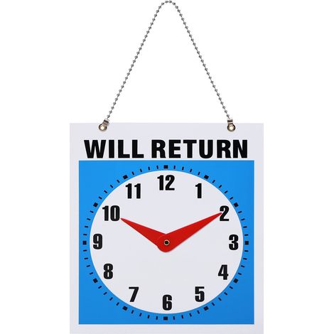 Panneau D'Affichage Horloge - Panneau En PVC Pour Indiquer Ouverture Et Retour - Double Face - 22 X 19 Cm (1/5)