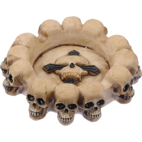 Dekorativer Totenkopf-Aschenbecher aus Kunstharz, Vintage-Gothic-Stil, formstabil und widerstandsfähig, für die Dekoration von Zuhause oder Partys (1/5)