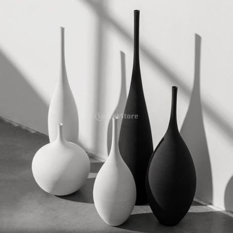 Vase à fleurs - Blanc B - Grand bourgeon en céramique - Design moderne - Fait à la main - Contemporain (1/4)