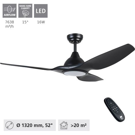 EGLO Ventilatore da Soffitto Tunitas Nero Opaco