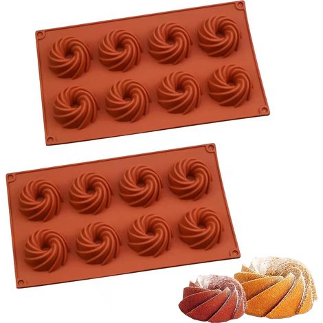 Silicone Kugelhopf Mold, 2 Mini Kugelhopf Mold, Mini Donuts Mold with Non-Stick Coating, Silicone Patisserie Mold for Muffins, Brownies, Cakes, Pudding, Ice Cubes, Jelly (1/5)