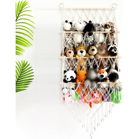 Hamac de Rangement Pour Jouets En Peluche, Corde De Coton Tissée à La Main, Organisateur Suspendu Pour Chambre d'Enfant, Salle De Jeux, Chambre d'Enfants (1/5)