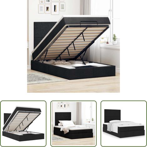 vidaXL Stauraum - Ottoman-Bett mit Matratze Schwarz 120x190 cm Stoff (1/5)