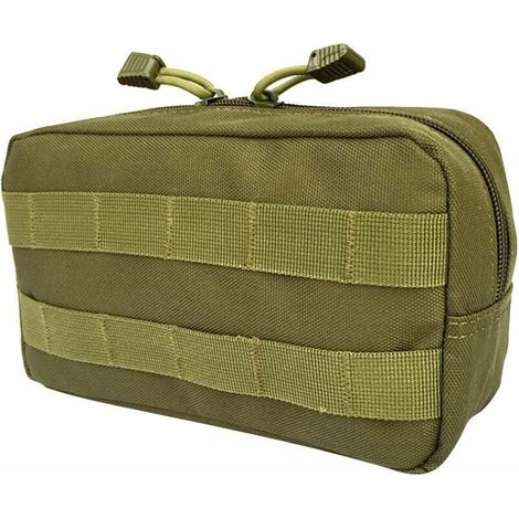 Poche molle utilitaire étanche verte à fermeture éclair, pour sac à dos, premiers secours – DELKEVIC (1/4)
