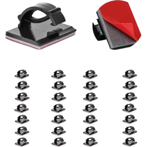 Paquete de 30 bridas adhesivas 3M negras y resistentes, organizador de cables ajustable para oficina, hogar, TV, cargador, coche y PC. (1/5)