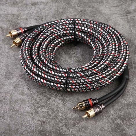 Câble RCA 4,8m pour Autoradio Ampli Caisson Subwoofer, Liaison Audio Cinch Stéréo, Fil Adaptateur Voiture, Signal Haute Performance (1/5)