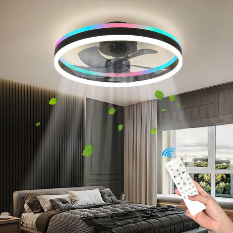 Plafonnier Ventilateur LED RGB Salon Chambre, Style Nordique, Large Tension 85-265V, Télécommande, Silencieux-Alovez-WCY (1/2)